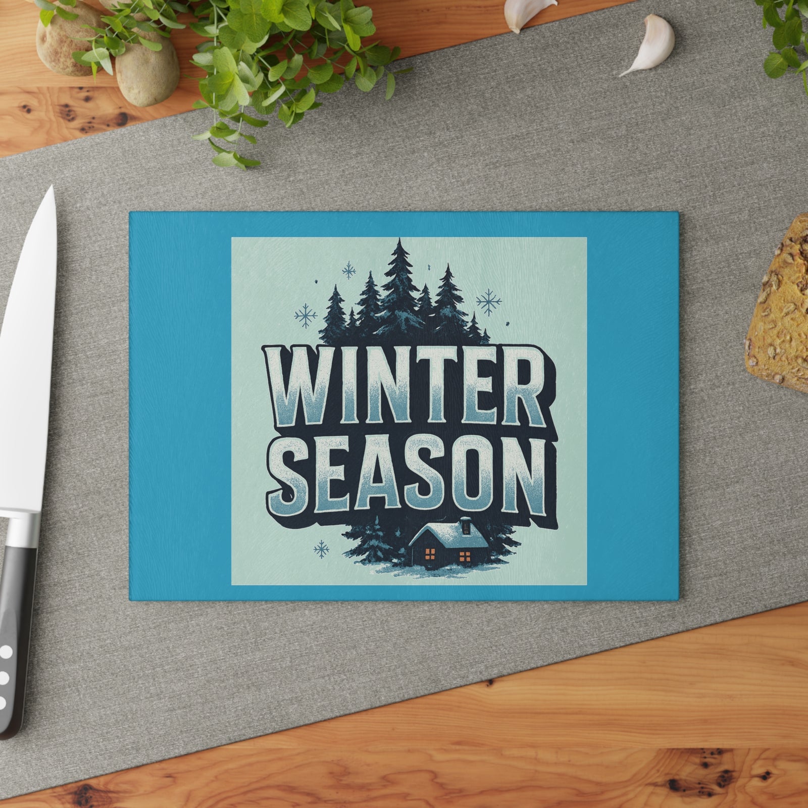 Glass Winter Season Cutting Board