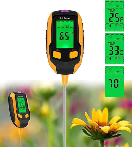 SmartGrow 4-in-1 Digital Soil Meter – Moisture, pH, Temperature & Sunlight Intensity for Perfect Plant Care
