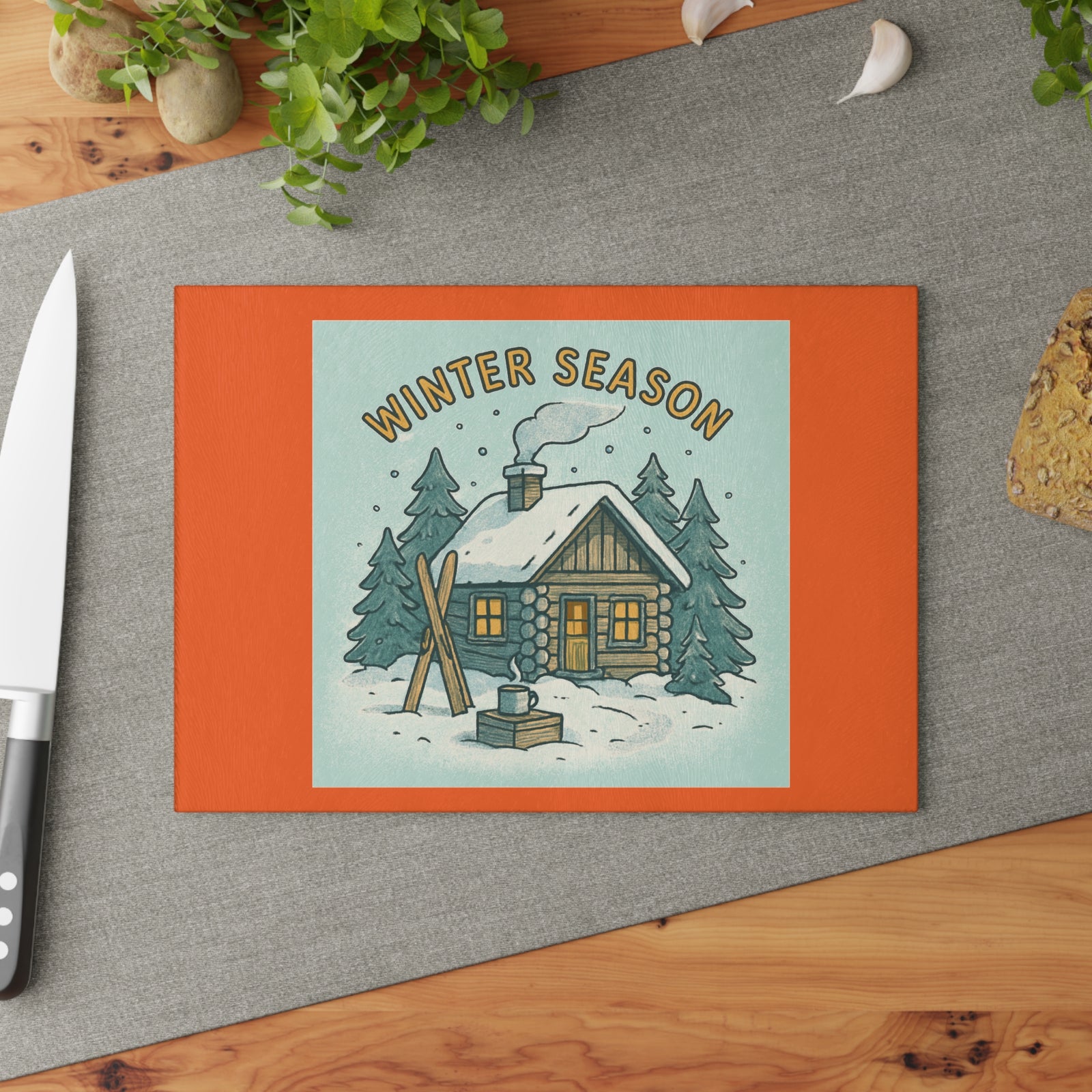 Glass Winter Season Cutting Board