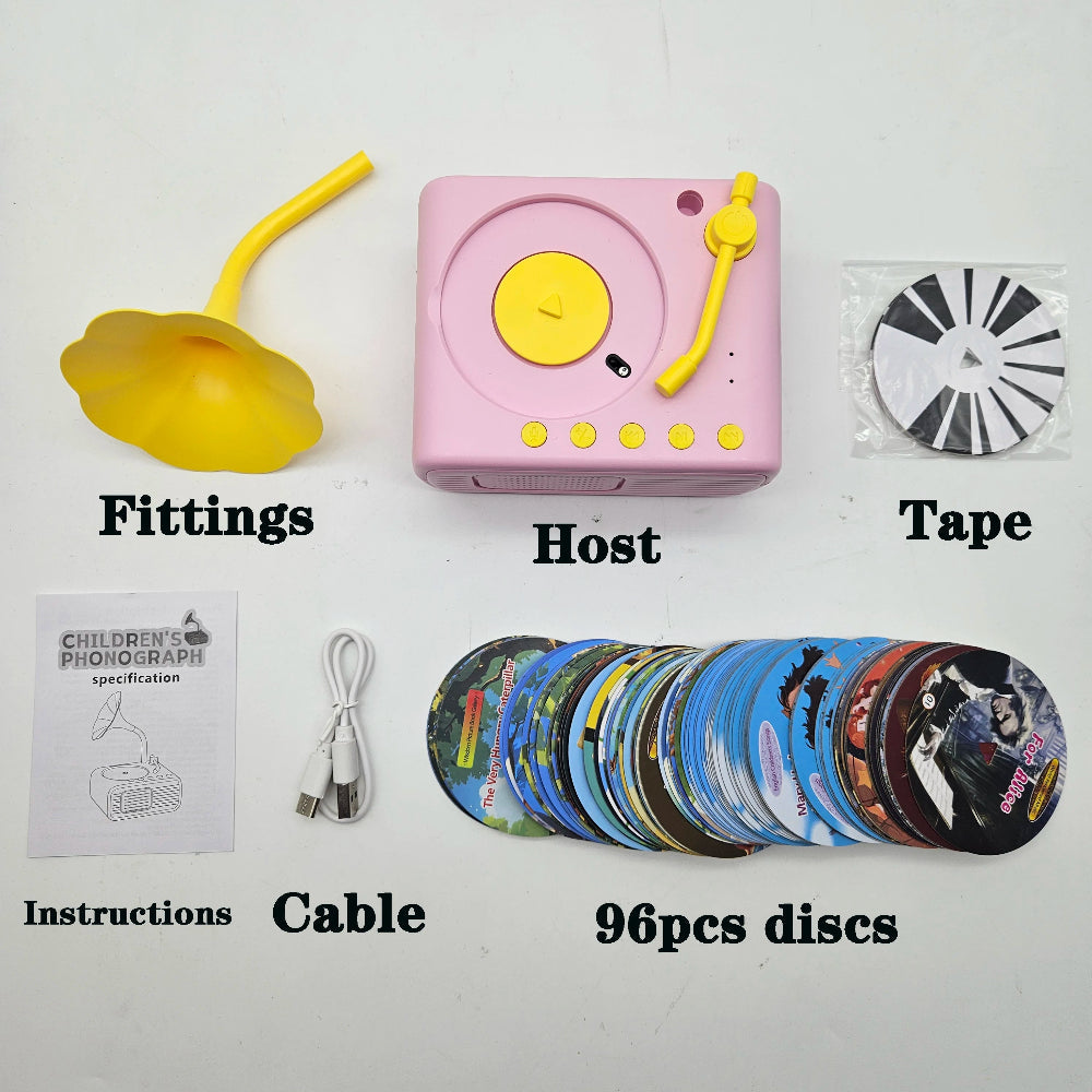 Children'S Phonograph Story Music Player Toddler Toys Kids Gramophone with 96 Cards Early Childhood Education Birthday Gift